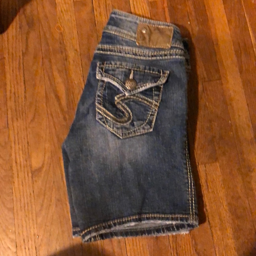 Silver jean shorts